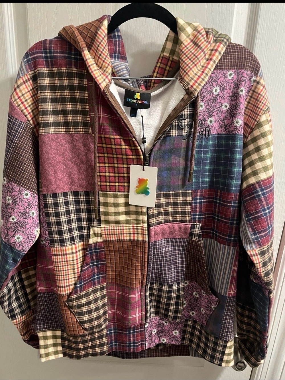 Teddy Fresh Multi-Color Patchwork Hooded Puffer Jacket